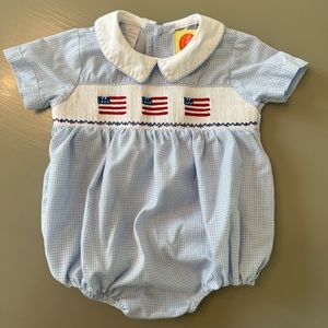 American Flag Smocked Bubble • 9 Month